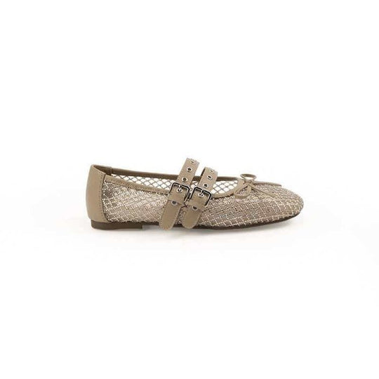 Damen Ballerinas mit doppeltem Riemen und funkelnder Optik EB