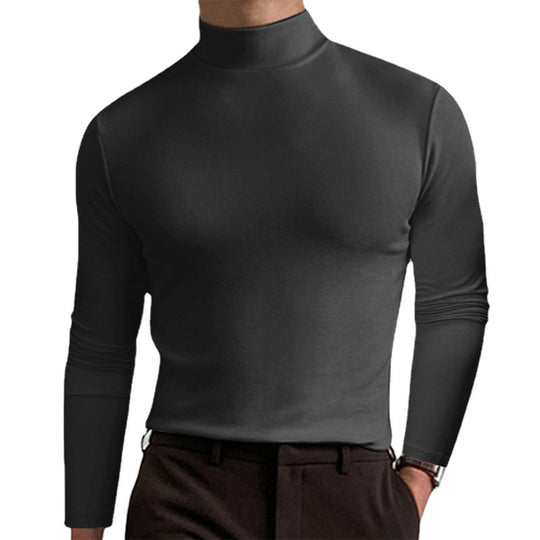 Herren Elegantes Langarm-T-Shirt mit hohem Kragen EB