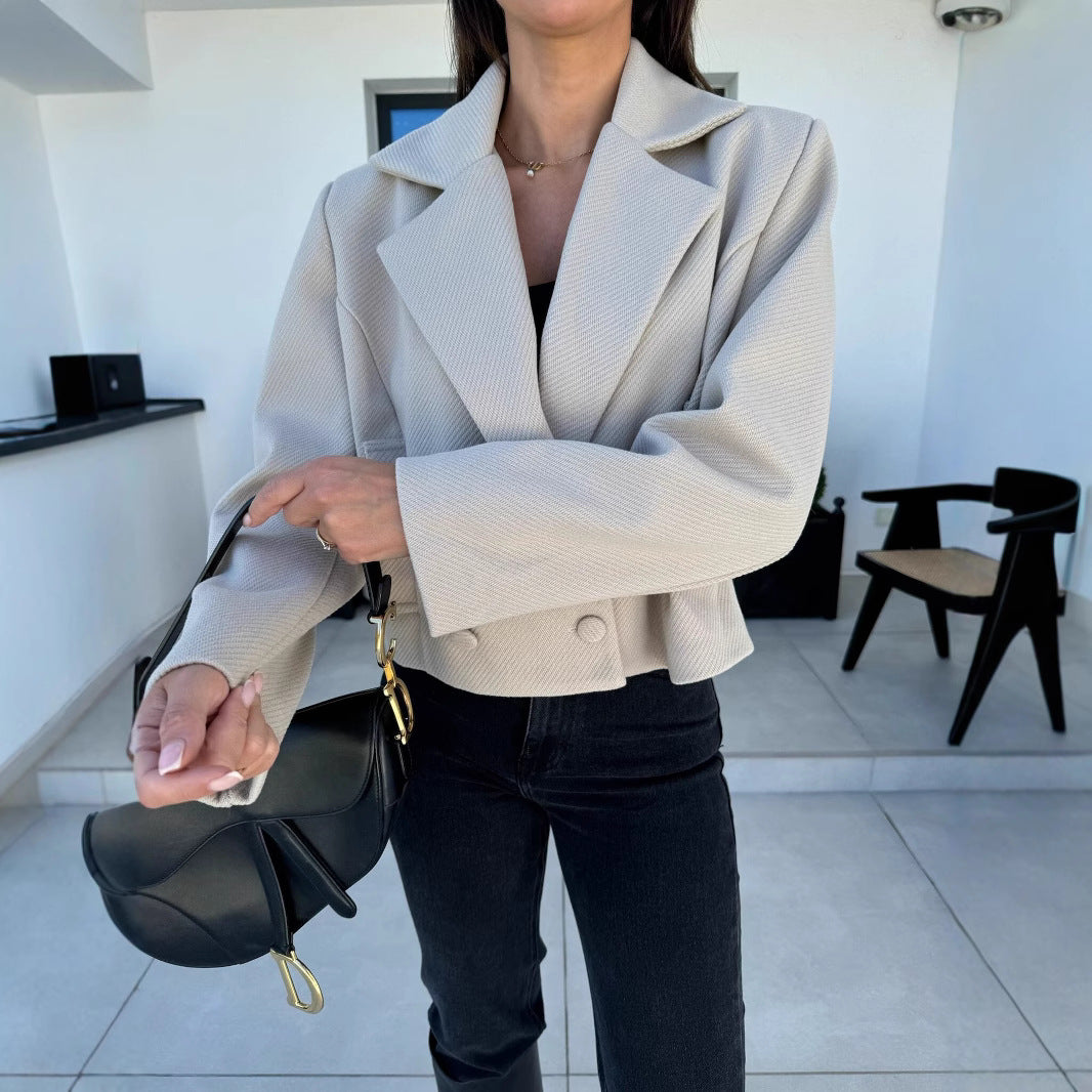 Damen schicke taillierte Blazerjacke mit doppelter Knopfleiste EB