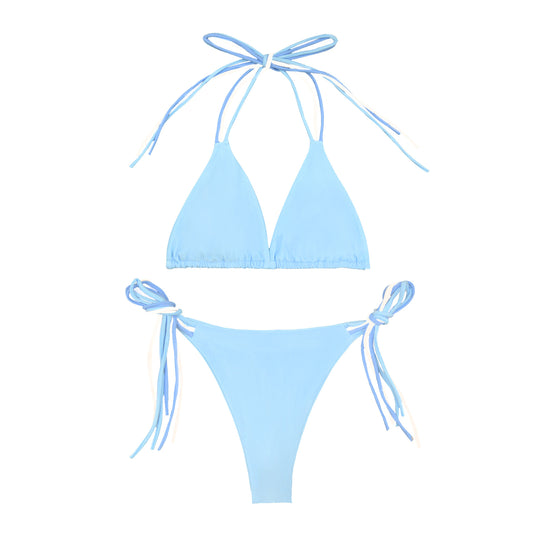 Damen Triangel-Bikini mit verspielten Bindebändern EB