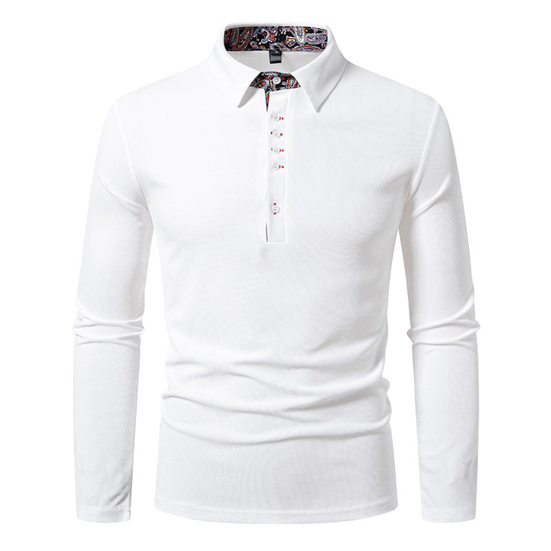 Herren Langarm Poloshirt mit außergewöhnlichem Kragen-Design EB
