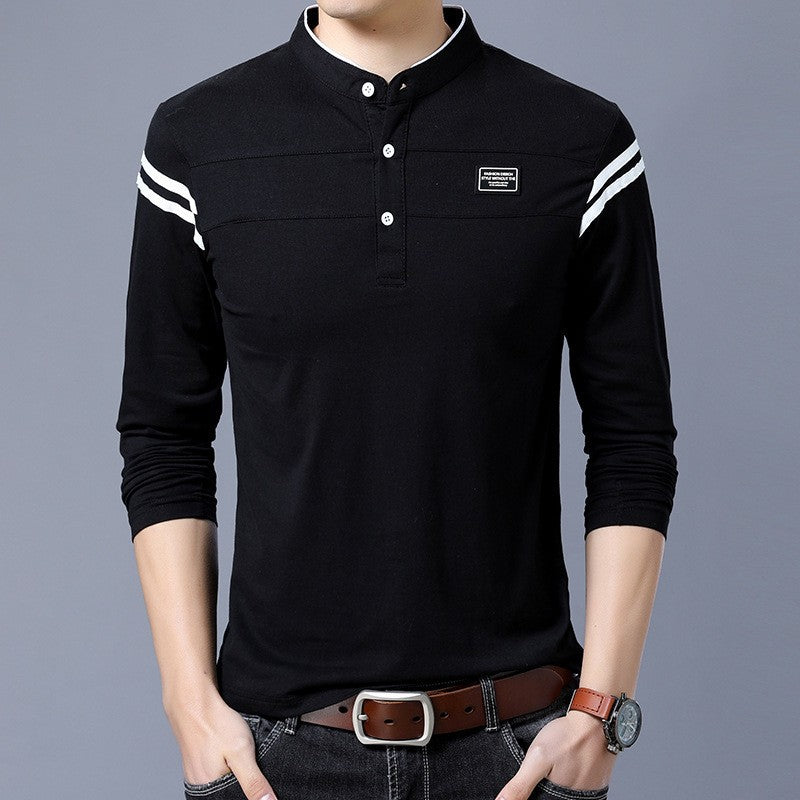 Herren Langarm-Henley-Shirt mit stylischen Kontraststreifen EB