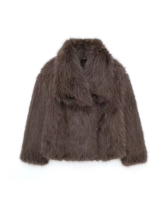 EB | Embrace Cropped Große Revers Plüschjacke