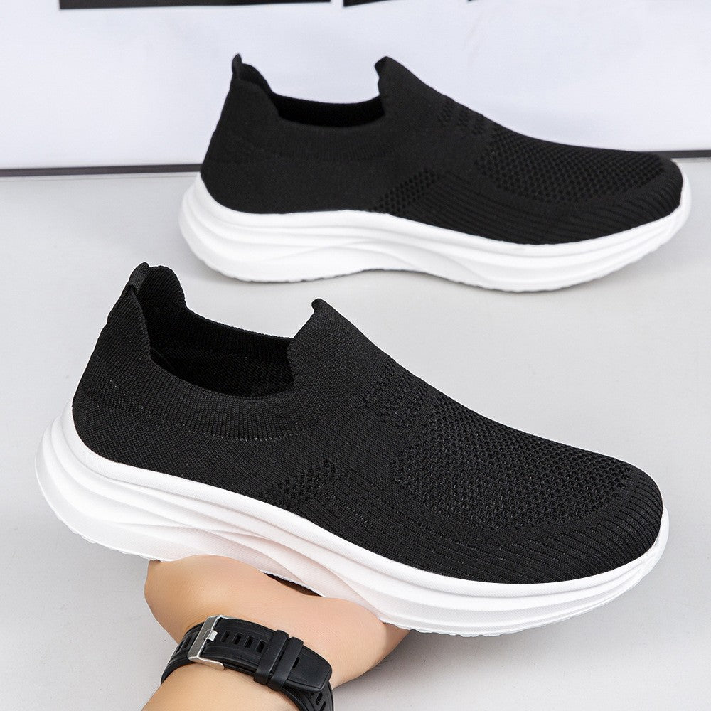 Damen nan gestrickter Sockensneaker mit stoßdämpfender Keilsohle und nahtlosem Slip-On EB