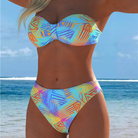 Damen Bikini-Set mit floralem Leopardenmuster und komfortablem Schnitt EB