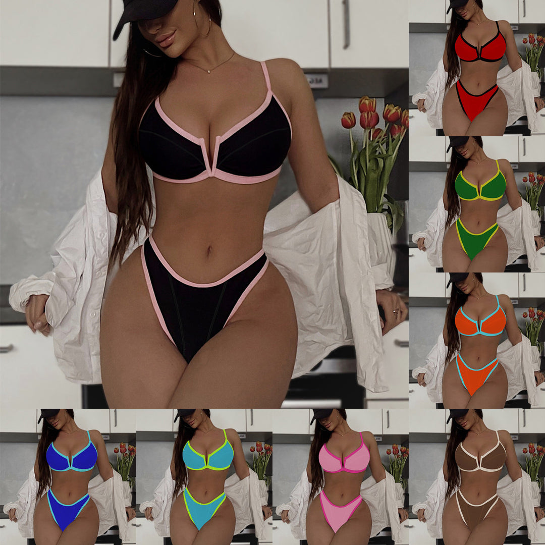 Damen Push-up Bikini mit stylischem V-Ausschnitt EB
