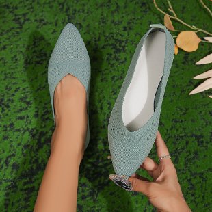 Damen spitze Ballerinas aus atmungsaktivem Strickmaterial mit elegantem Akzent EB