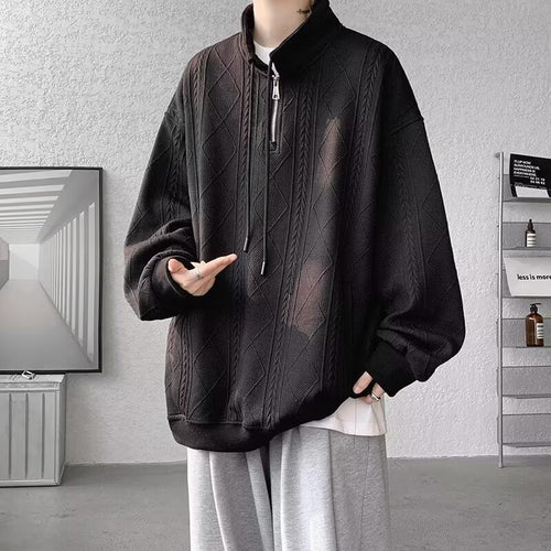 Damen lässiger Pullover mit modernem Stehkragen und Ringelzug EB