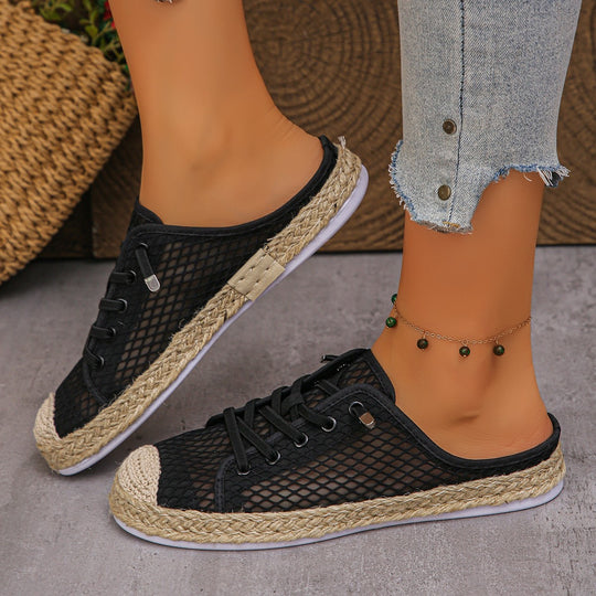 Damen Slip-On Sneaker mit modischem Netzdesign und geflochtenem Fußbett EB