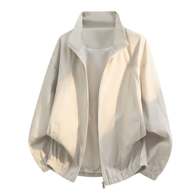 Herren oversized Leichtblouson mit Stehkragen, elastischem Saum und dekorativen Kontrastnähten EB