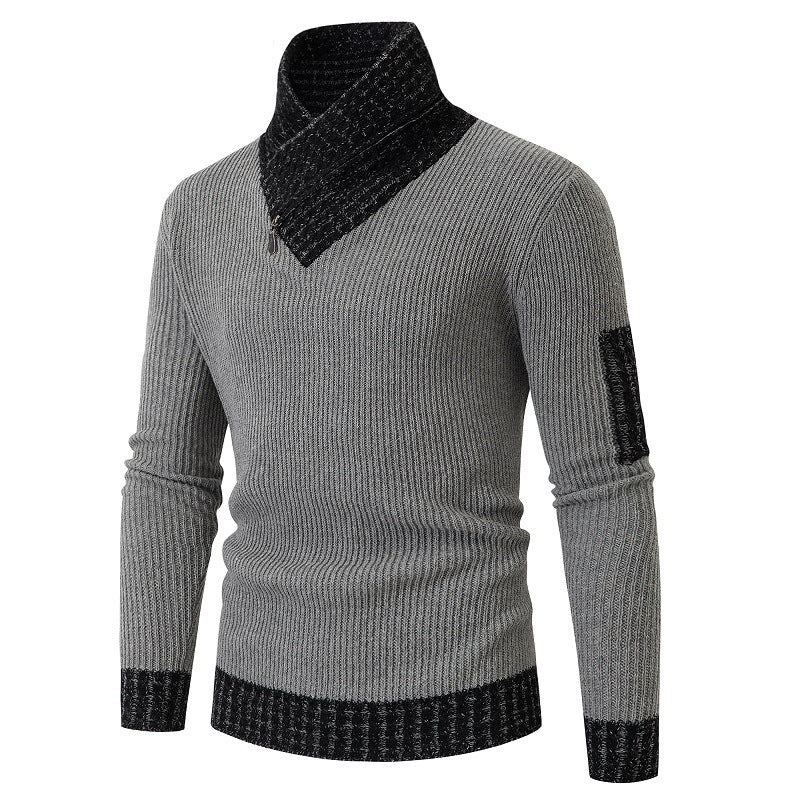 Herren Pullover mit modernem asymmetrischem Kragen und strukturiertem Design EB