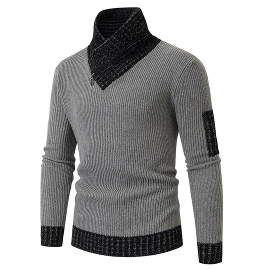 Herren Pullover mit modernem asymmetrischem Kragen und strukturiertem Design EB
