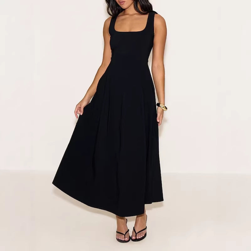 Damen Midikleid mit quadratischem Ausschnitt und weitem Rock EB