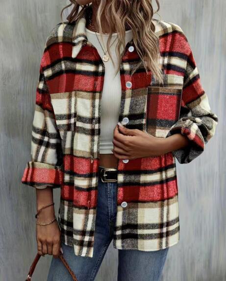 Damen lässige Karomuster Hemdjacke EB