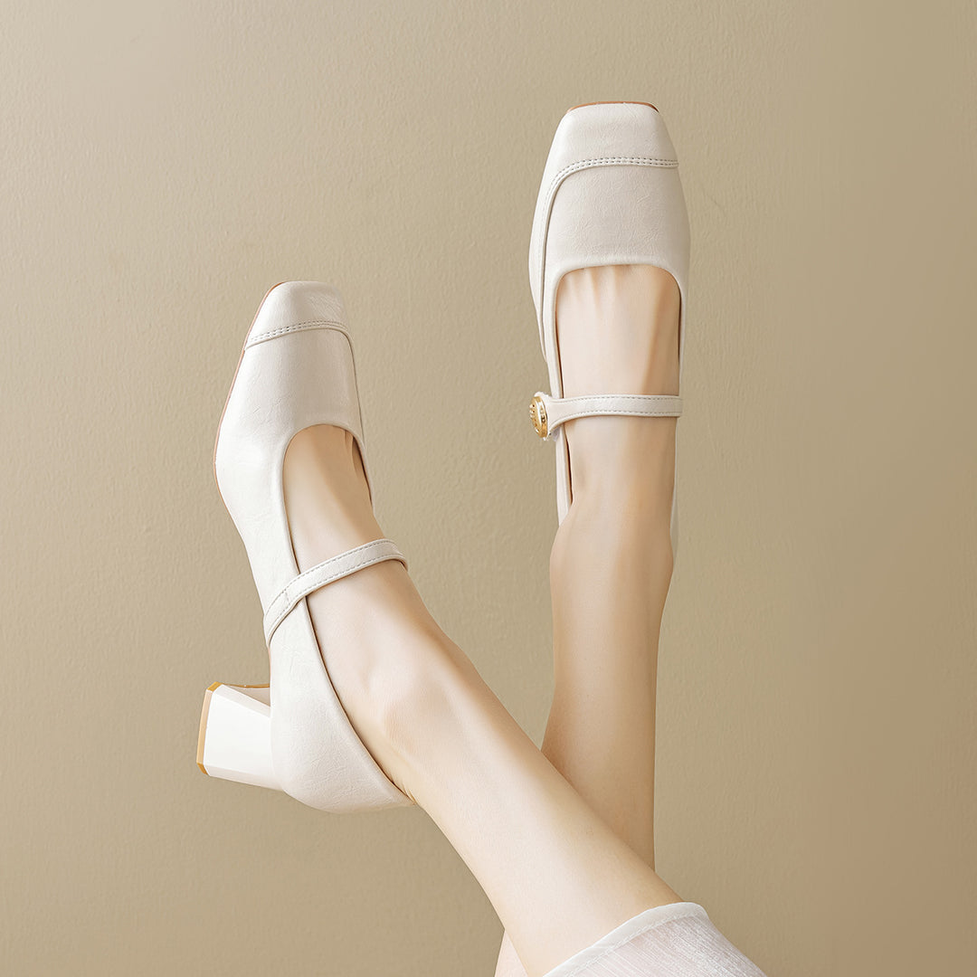 Damen elegante Mary-Jane Pumps mit modischer Schnalle EB