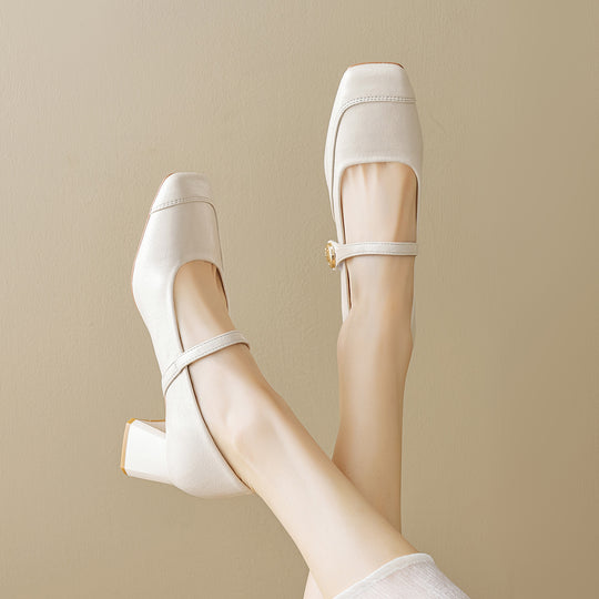 Damen elegante Mary-Jane Pumps mit modischer Schnalle EB