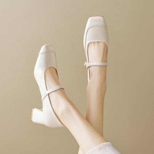Damen elegante Mary-Jane Pumps mit modischer Schnalle EB