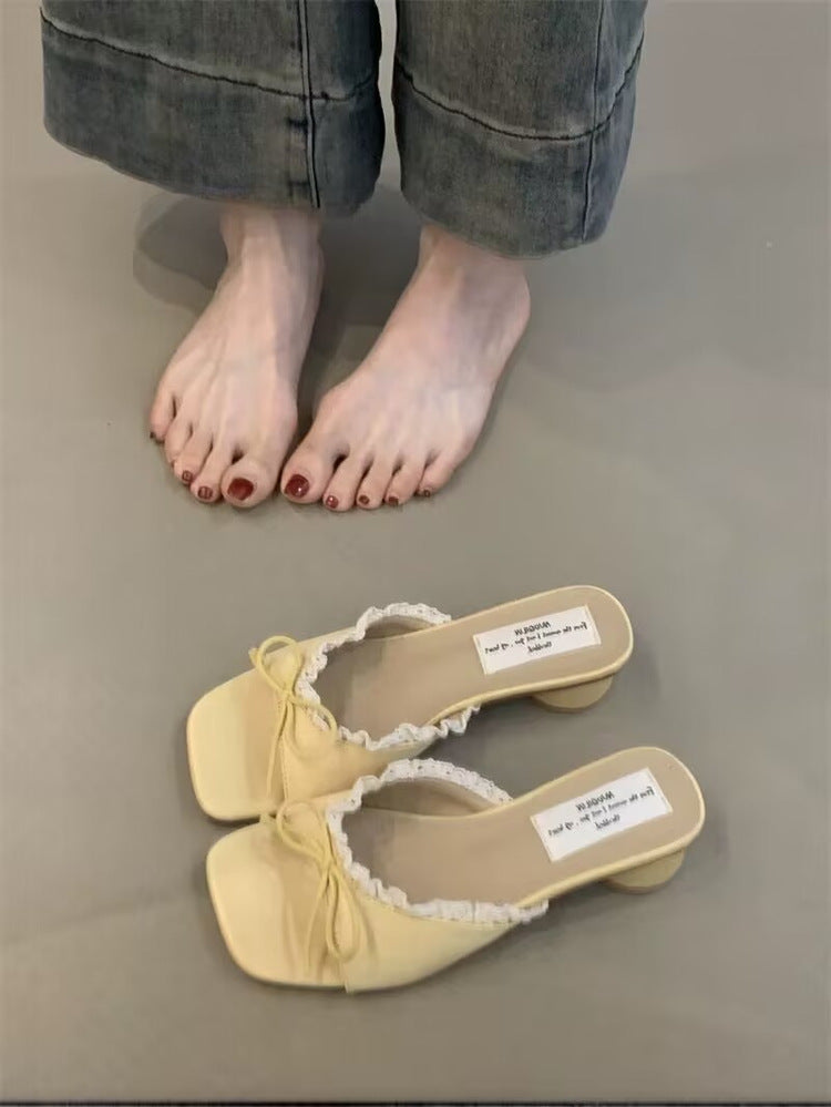 Damen elegante Sling-Sandalen mit modischem Rüschendetail EB