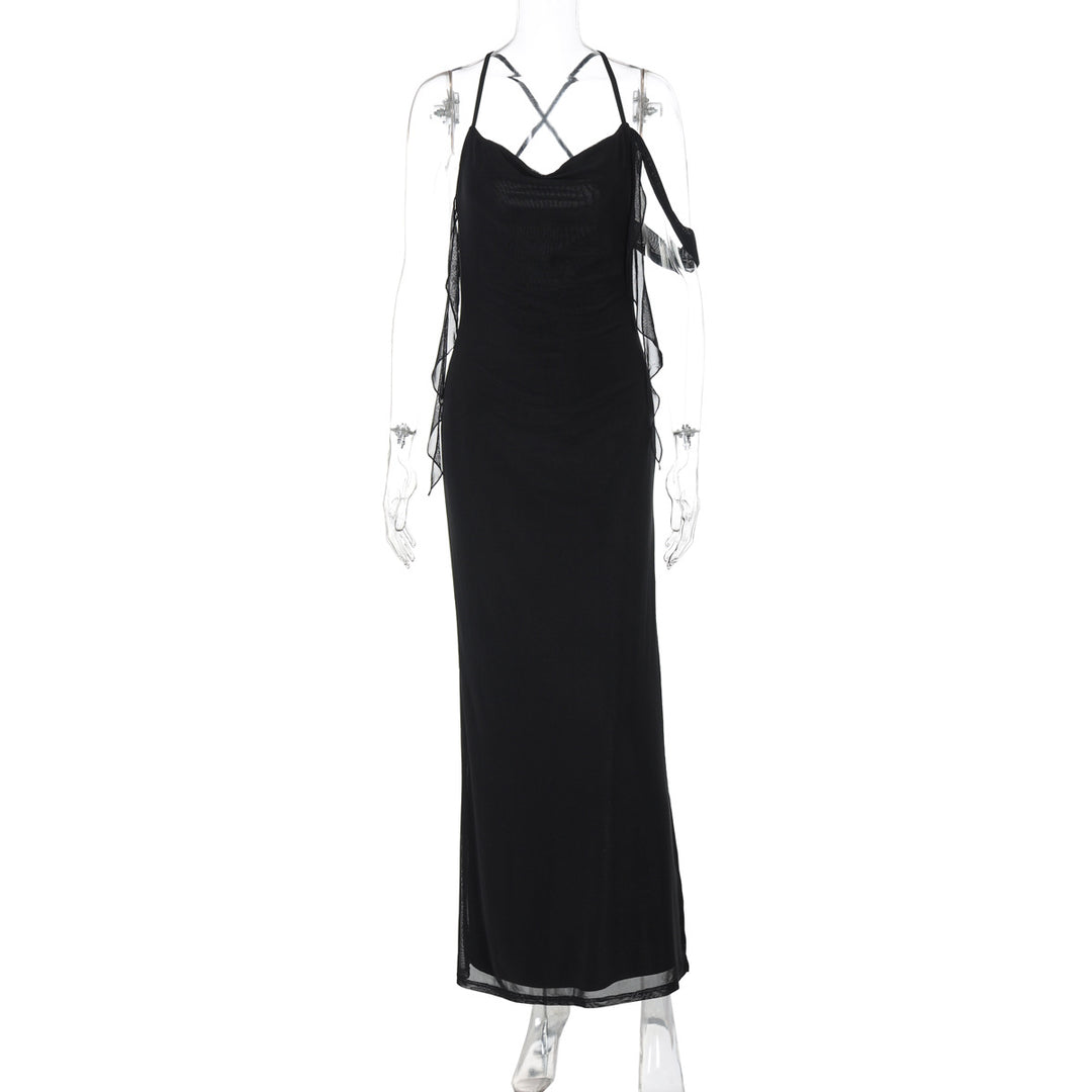 Damen Maxikleid mit verführerischem Schnitt und raffinierten Rüschendetails EB