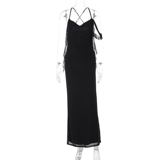 Damen Maxikleid mit verführerischem Schnitt und raffinierten Rüschendetails EB