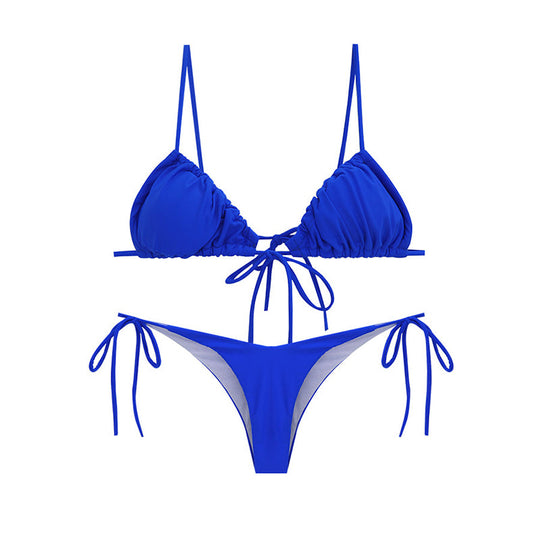 Damen Bikini-Set mit verstellbaren Trägern und gerafftem Oberteil EB