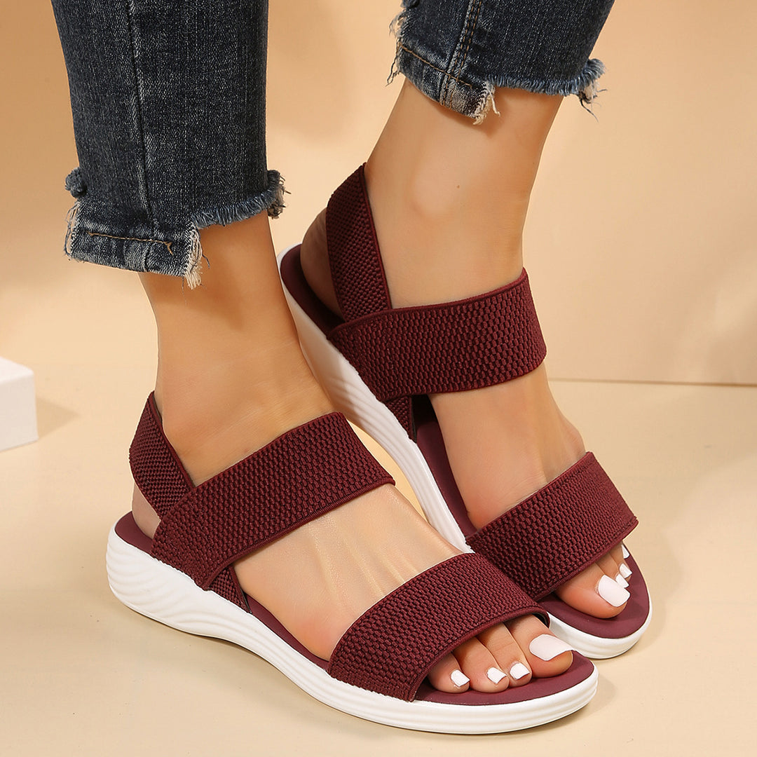 Damen Strick‑Sandalen mit elastischen Riemen und dämpfender Plateau‑Sohle EB