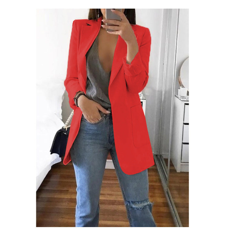 Damen eleganter Blazer mit tailliertem Schnitt und praktischen Taschen EB