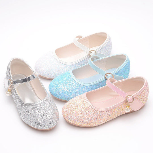Mädchen Glitzernde Ballerinas mit Riemchen und Perlenapplikation EB