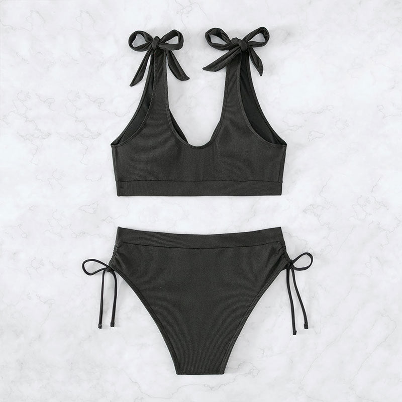 Damen Bikiniset mit hochgeschnittenem Unterteil und verstellbaren Trägern EB