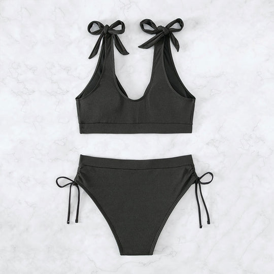 Damen Bikiniset mit hochgeschnittenem Unterteil und verstellbaren Trägern EB
