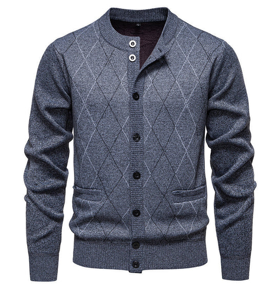 Herren stylische Strickjacke mit diamantförmigem Muster EB