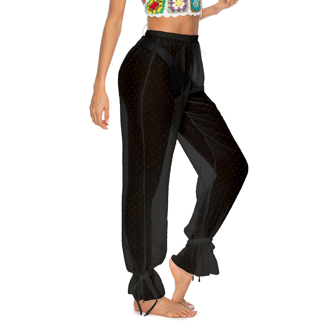 Damen elegante und luftige Palazzo-Hose mit Rüschendetails EB