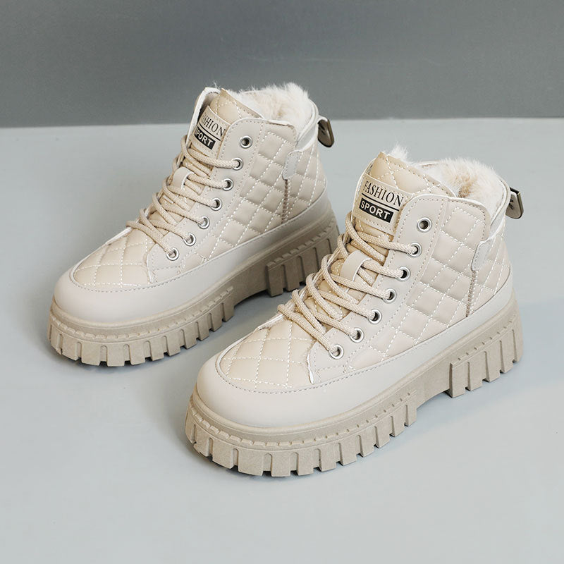 Damen modische Winterstiefel mit rutschfester Sohle und kuscheligem Innenfutter EB
