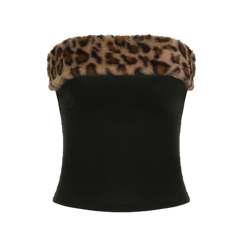 Damen Modisches Bustier mit Kunstfellkragen EB