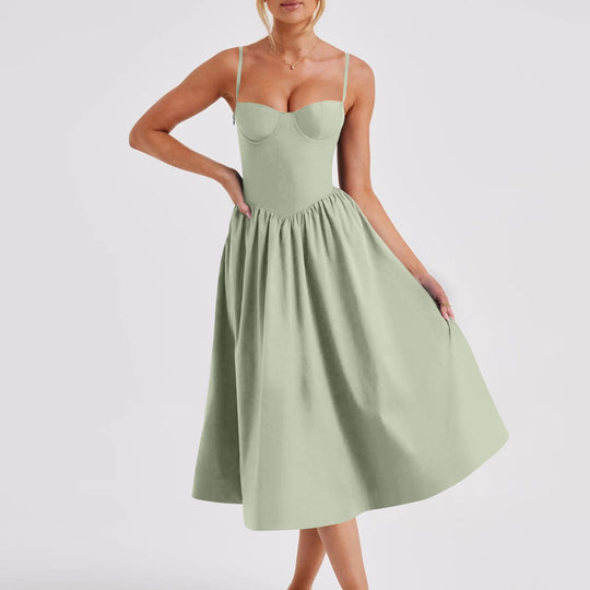 Damen Midi-Kleid mit taillierter Silhouette und A-Linie EB