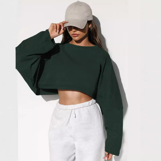 Damen lässiger Crop-Pullover EB