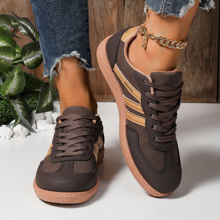 Damen Retro-Sneaker mit Veloursleder-Optik, gepolstertem Komfortfußbett und profilierter Gummilaufsohle EB