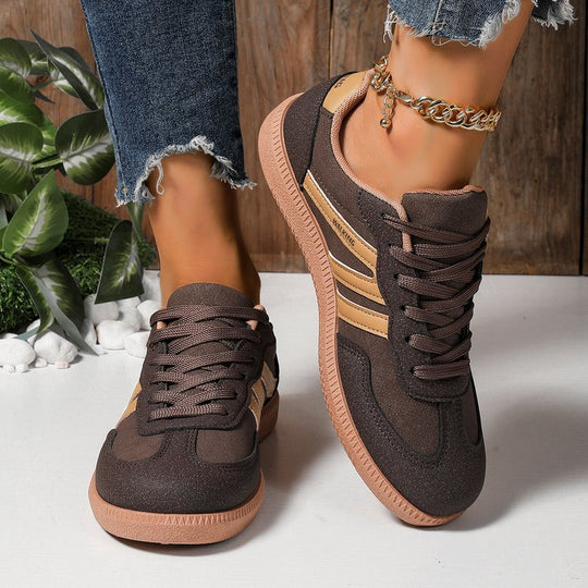 Damen Retro-Sneaker mit Veloursleder-Optik, gepolstertem Komfortfußbett und profilierter Gummilaufsohle EB