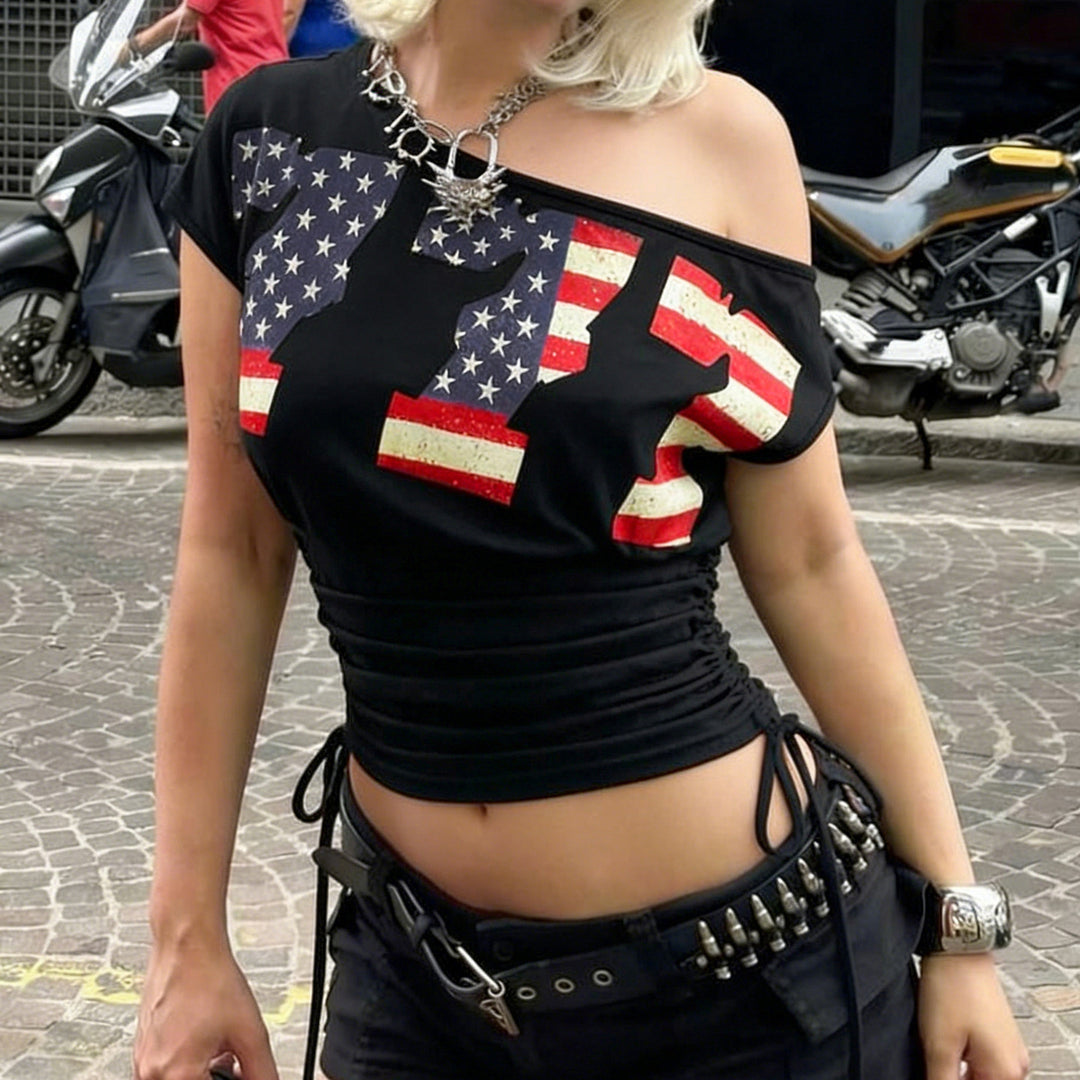 Damen modisches lässiges Crop-Top mit praktischem Rüschensaum EB