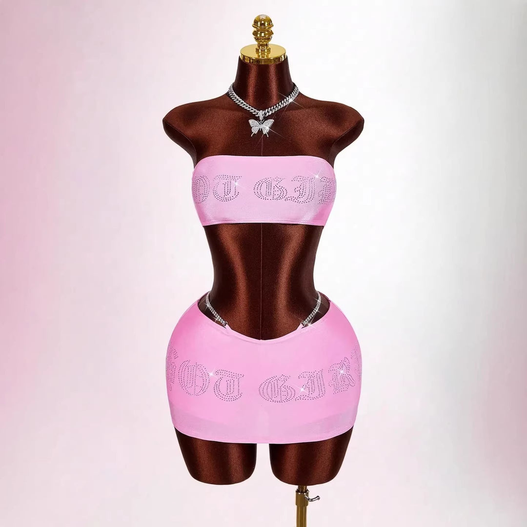 Damen Bandeau Top mit funkelndem Schriftzug EB