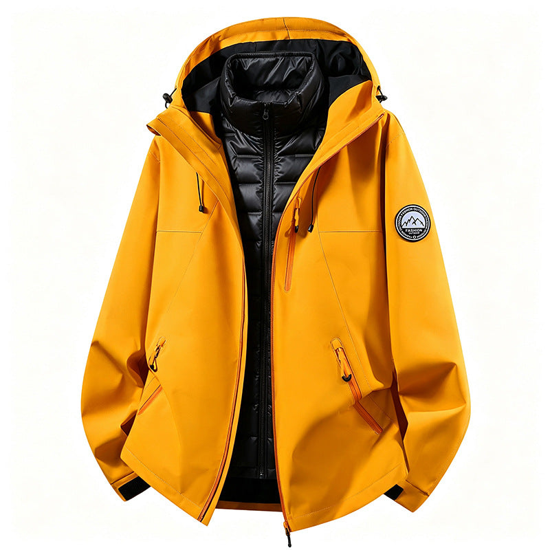 Unisex wetterfeste dreiteilige Softshelljacke mit abnehmbarer Steppinnenjacke und Kapuze EB