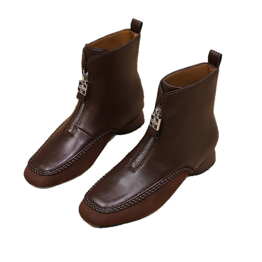 Damen Stylische Ankle Boots mit Reißverschluss und geschmeidigem Leder EB