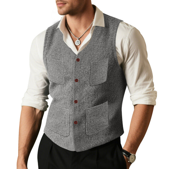 Damen Weste aus hochwertigem Wollmix mit praktischen Taschen und elegantem Design EB