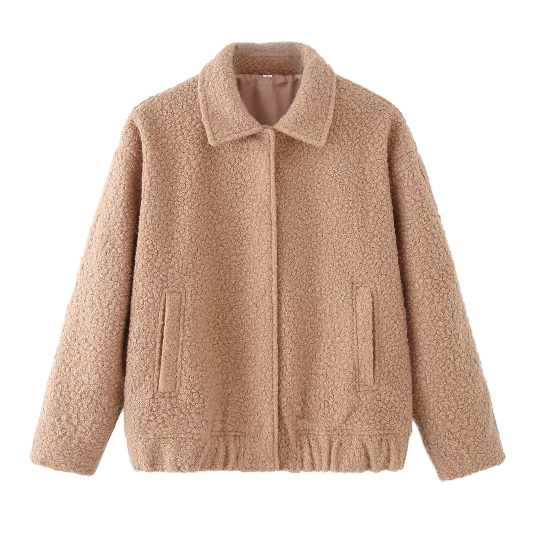 Damen kuschelige Bouclé-Jacke EB