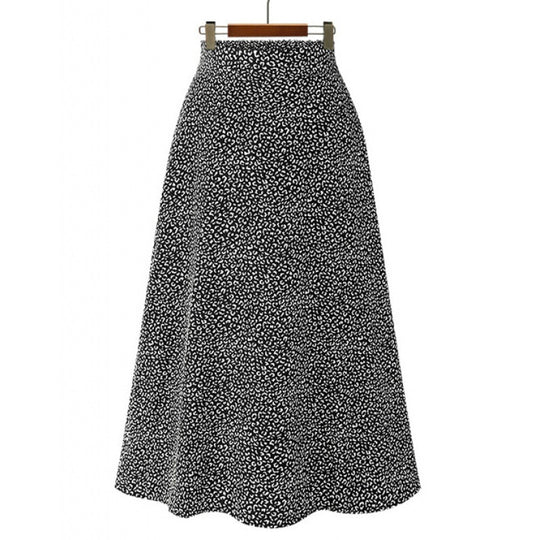 Damen hochtaillierter A-Linien Midirock aus Bouclé-Strick EB