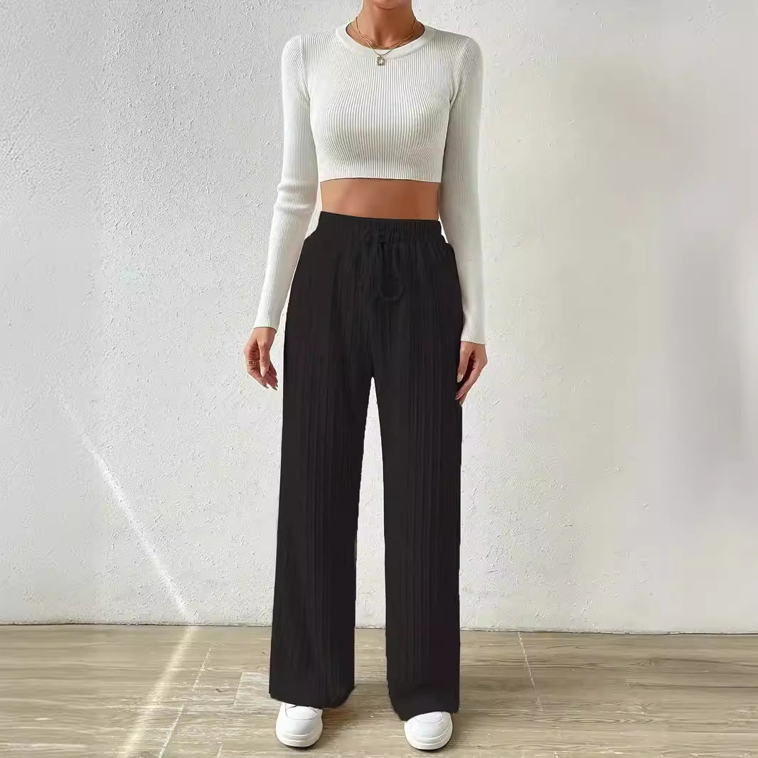 Damen Lässige Stretch-Hose mit elastischem Bund und praktischer Kordel EB