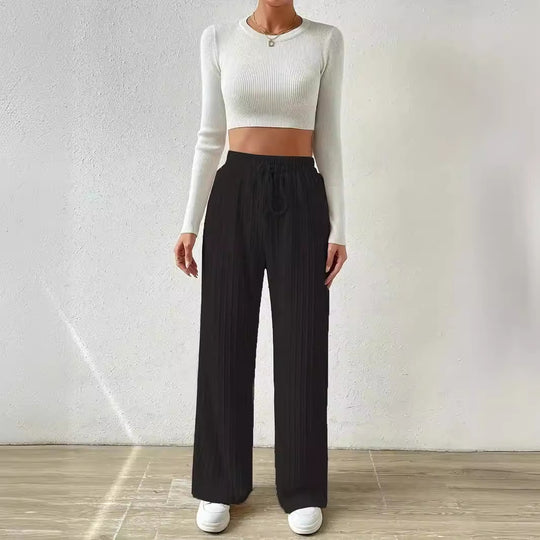 Damen Lässige Stretch-Hose mit elastischem Bund und praktischer Kordel EB