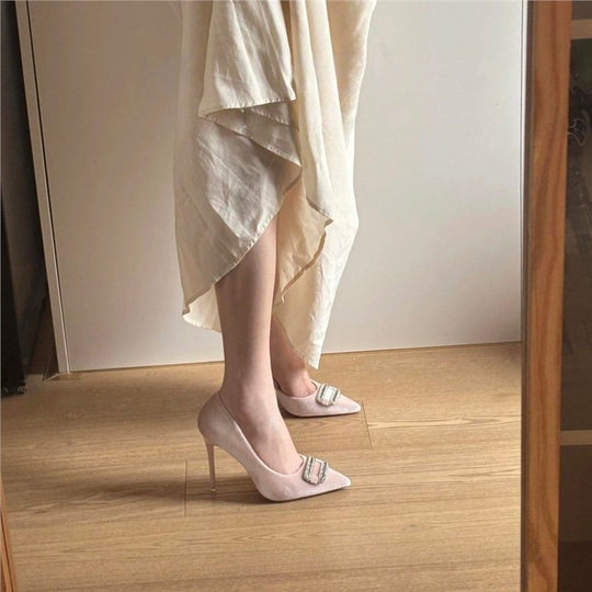 Damen elegante High Heel Pumps mit funkelnden Strassdetails EB