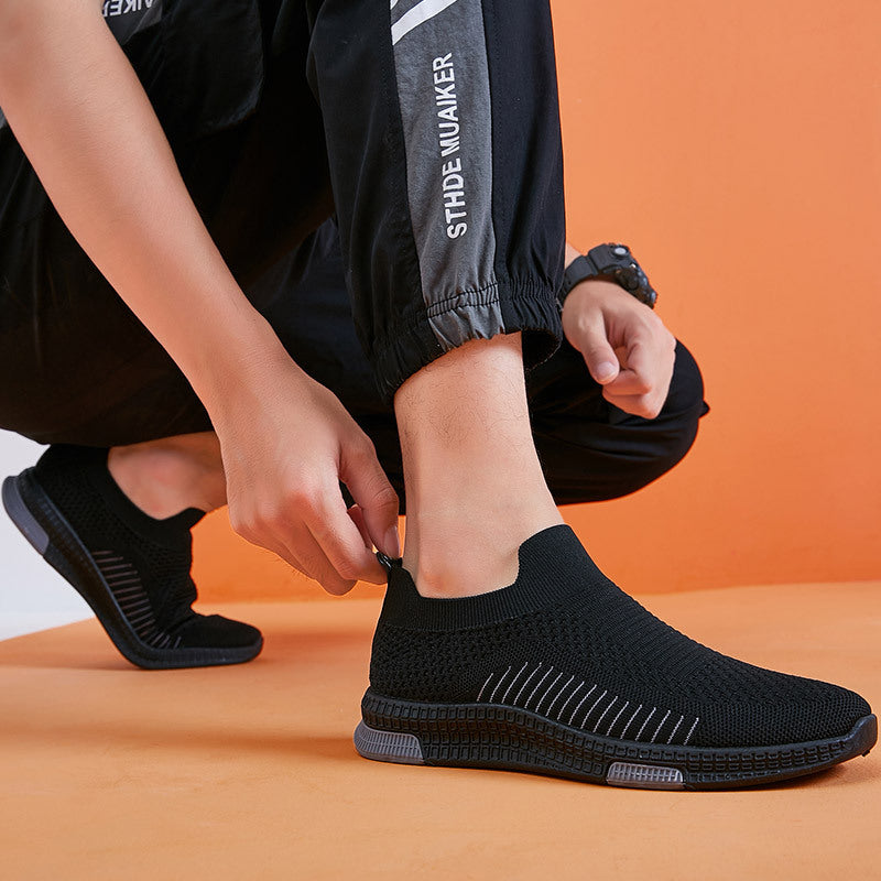 Damen Komfortable Slip-On Sneakers mit atmungsaktiver Strickoberfläche EB