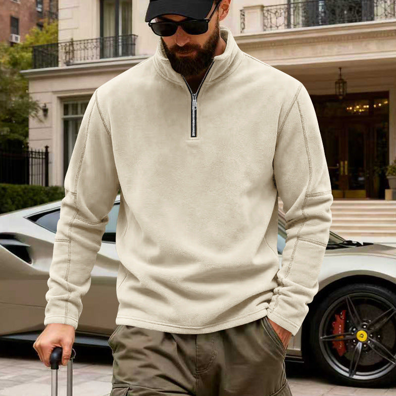 Herren Halbzip-Sweatshirt mit Stehkragen und markanten Nahtdetails EB